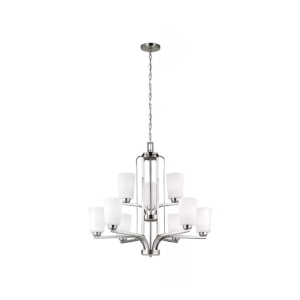 Brushed Nickel Franport Chandelier 9-Light/2-Tier | 3128909-962