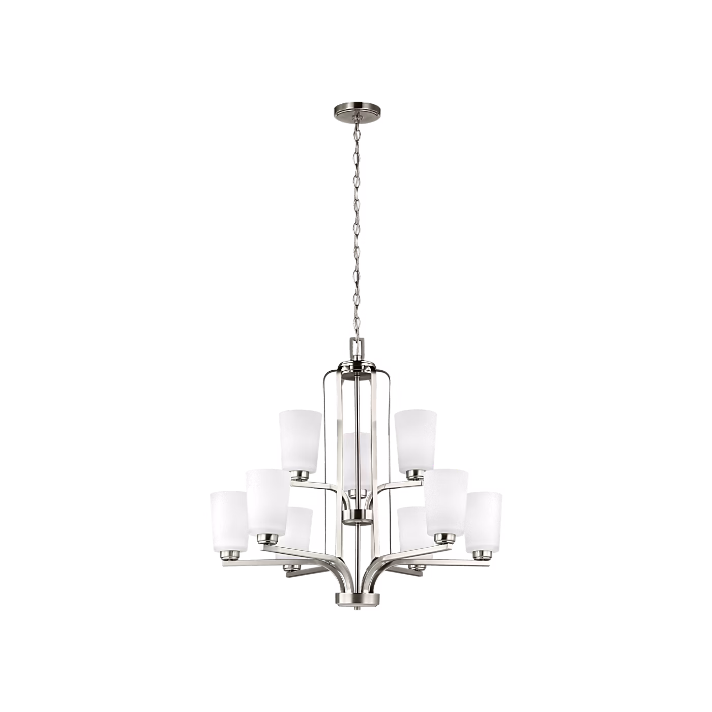 Brushed Nickel Franport Chandelier 9-Light/2-Tier | 3128909-962